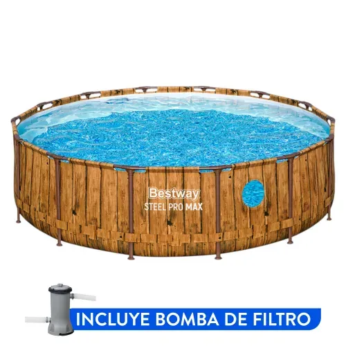 Piscina estructural Bestway redonda de madera con capacidad de 13029 L - 427x107 cm