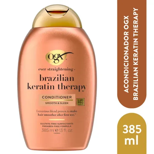 Acondicionador Organix Terap Kerat Brasil Alisa tu Cabello Naturalmente -385ml