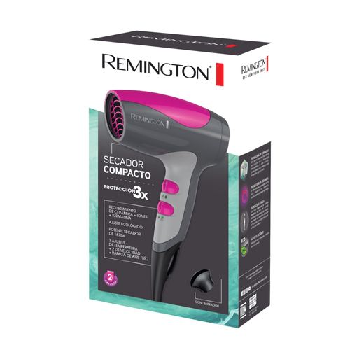 Secador REMINGTON de Viaje con Cerámica, Iones y Turmalina