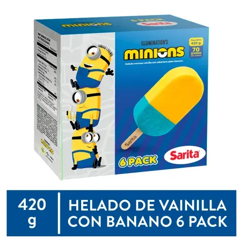 6 Pack Paleta Vainilla Banano Sarita Unidad
