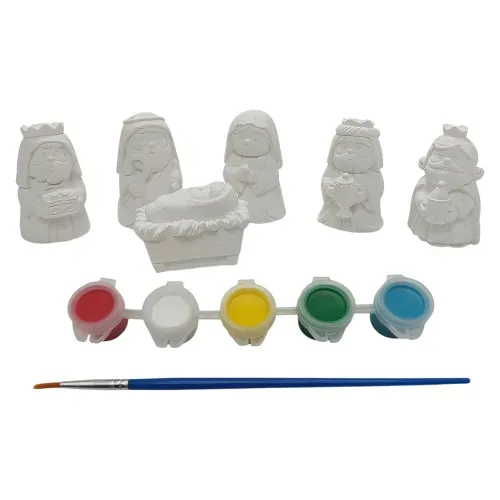 Figuras Holiday Time de nacimiento para pintar con diseño de Navidad - 6 Pzas