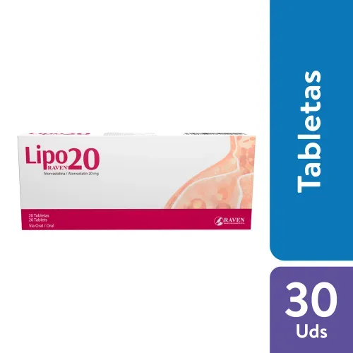 Liporaven 20 mg caja 30 comprimidos - Precio indicado por caja