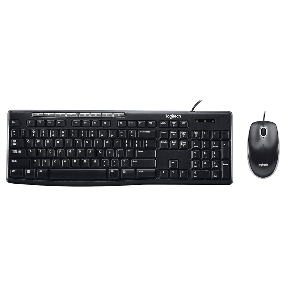 Teclado y Mouse Logitech MK200 Alambrico USB Español Negro