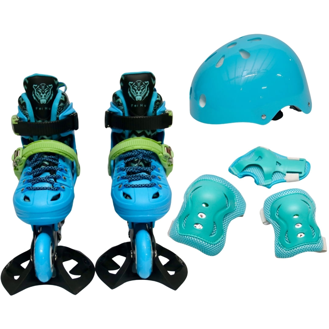 Patín Skate World línea en kit Fei Hu azul l