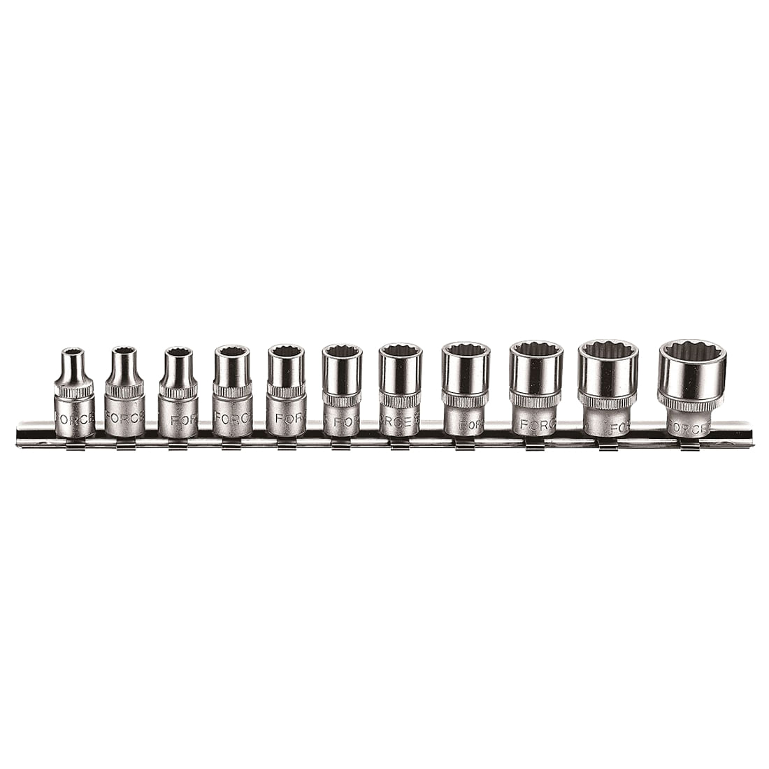 Juego 11 cubos 12 puntos espiga 1/4" 5/32"-9/16" FORCE