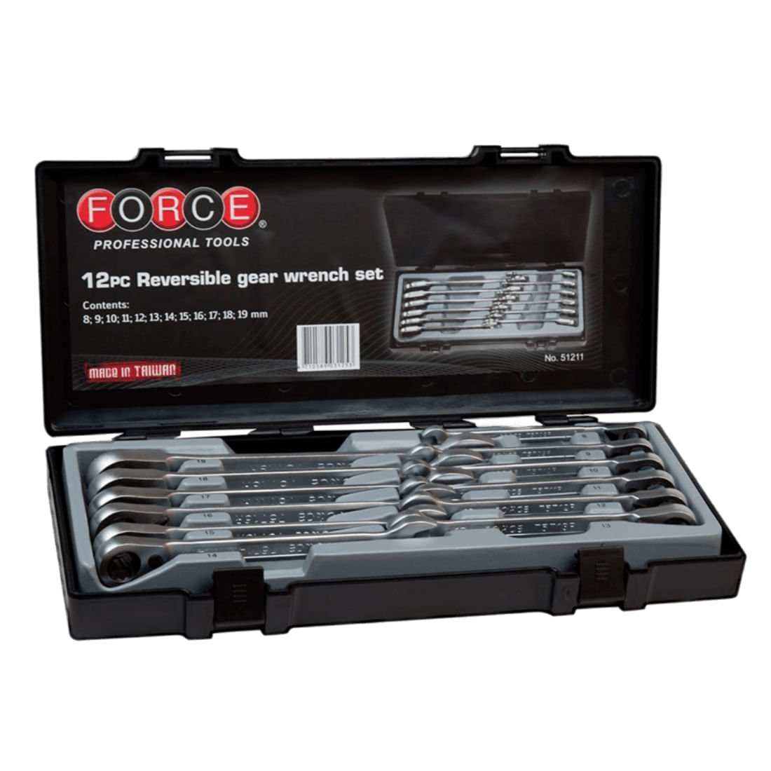 Juego 12 llaves corofija con ratchet 8-19mm (reversible) (old 51211) FORCE