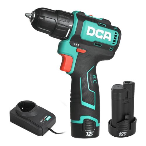 Taladro atornillador bateria 12v 10mm (3/8") 35nm 190w sin carbones + 2 bat 2ah y carg DCA