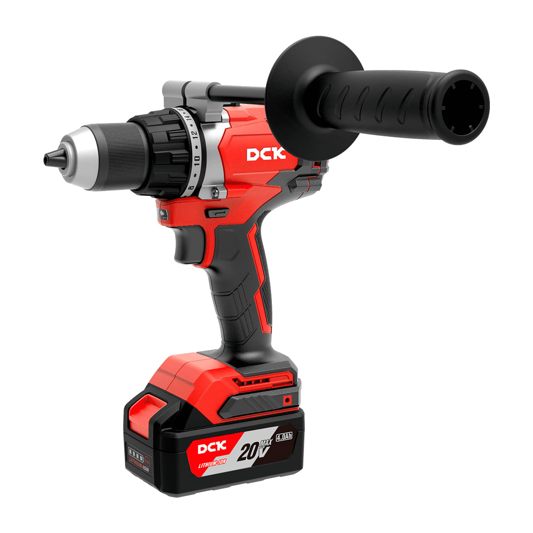 Taladro percutor atornillador bat20v 13mm (1/2") 120nm 850w sin carbones+ 2 bat 4ah y cargador + maletin DCK