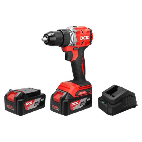 Taladro percutor atornillador bat 20v 13mm (1/2") 60nm 500w sin carbones+ 2 bat 4.0ah y cargador DCK