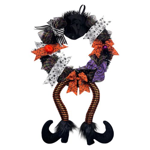 Ornamento Way To Celebrate mini corona con pies de bruja decorativa Halloween