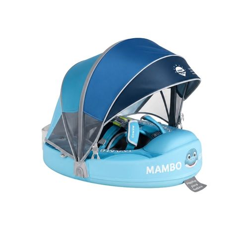 Flotador para bebé Mambobaby no inflable con cola antivuelco toldo UPF50+ 2 posiciones de nado dinosaurio 3 a 24 meses
