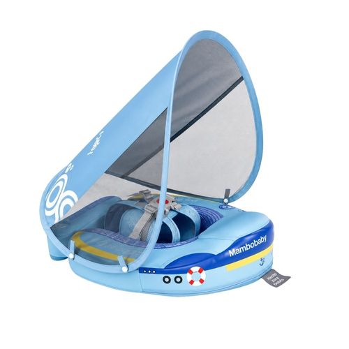 Flotador para bebé Mambobaby no inflable con cola antivuelco toldo UPF50+ 2 posiciones de nado barco 3 a 24 meses