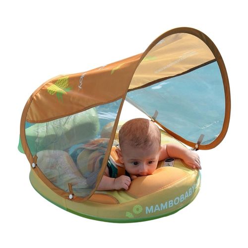 Flotador para bebé Mambobaby no inflable con cola antivuelco toldo UPF50+ 2 posiciones de nado piña 3 a 24 meses