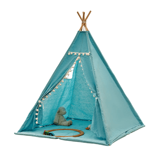 Tipi tienda de campaña  con alfombra celeste 180 cm