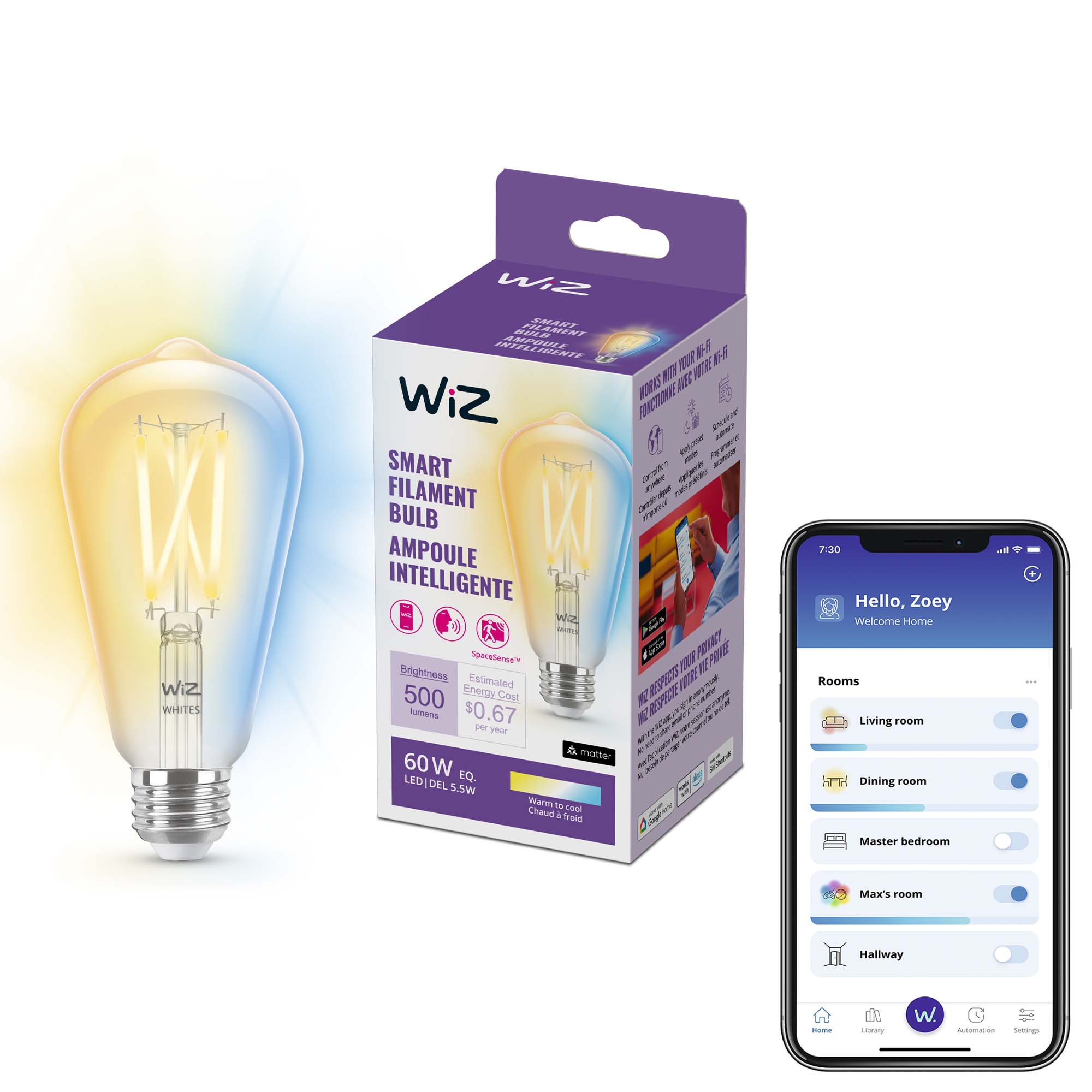 WIZ Bombillo Inteligente 5.5ST19/Wi-Fi BLE Tunable/927-50/CL6/1PF