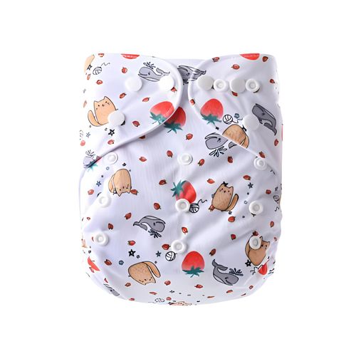 Pañal reutilizable ajustable con 1 inserto absorbente gatitos y ballenas