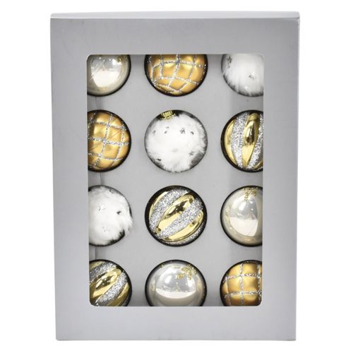 Esferas Holiday Time doradas variadas Navidad 4 cm - 12 Uds