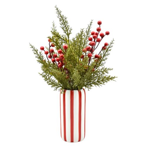 Adorno Holiday Time decorativo rojo y blanco Navidad - 40 cm