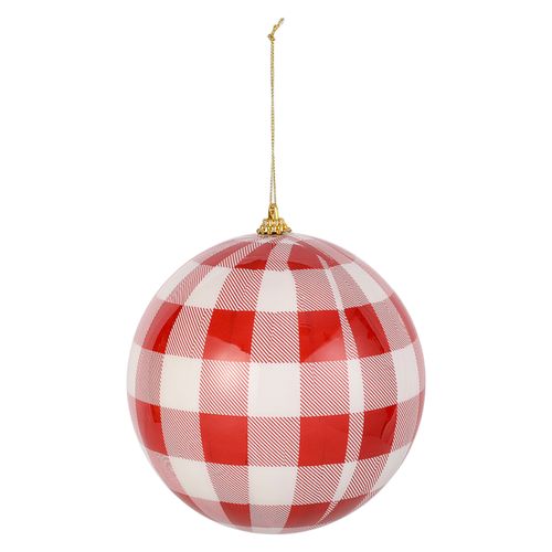Esfera Holiday Time de plástico con detalle de cuadros para Navidad - 150 mm