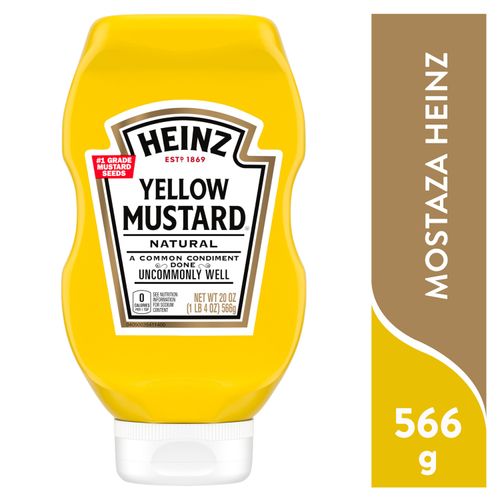 Mostaza Heinz yellow 100% natural envase plástico - 566 g
