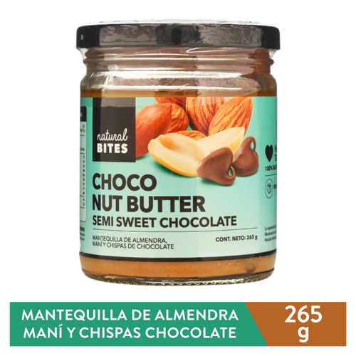 Mantequilla de maní y almendras Natural Bites vegana y libre de gluten - 265 g