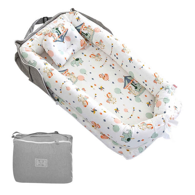 Tumbona o nido portátil plegable con zipper para bebé diseño de carrusel