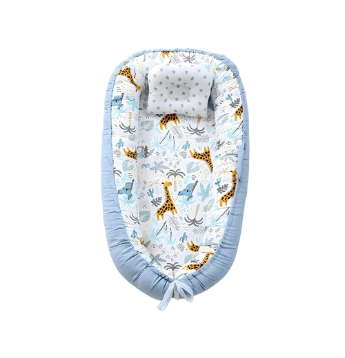 Tumbona o nido portátil para bebé de 0 a 24 meses 100% algodón con diseño de safari