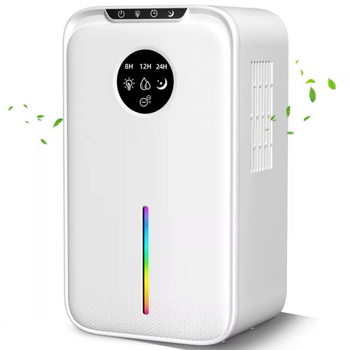 Deshumidificador portátil capacidad 2.5 l con luz LED temporizador auto defrost sistema de iones negativos hasta 25 m²
