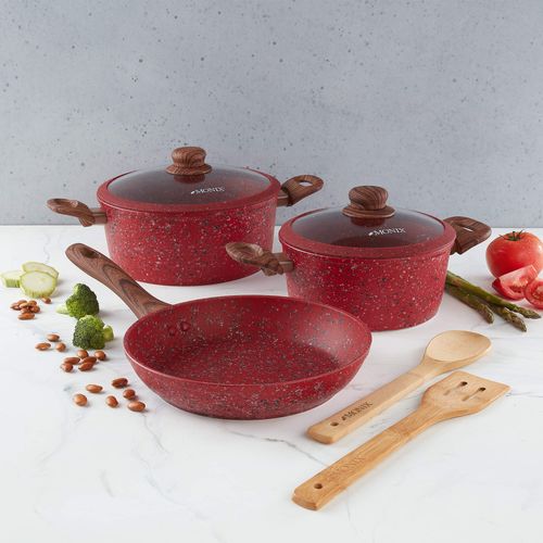 Juego de Ollas 7 Piezas Monix Granito ROJO