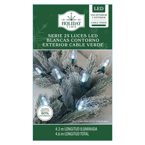 Luces LED Holiday Time blancas para exterior Navidad serie de 25 luces