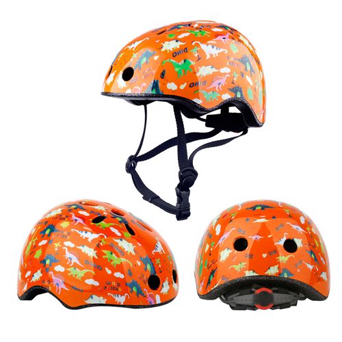 Casco TOPKO de seguridad Infantil para bicicleta scooter y patines talla S dinosaurios anaranjado