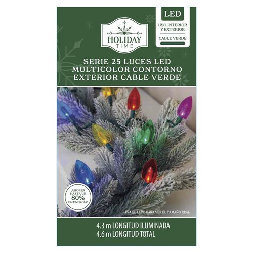Luces Holiday Time LED multicolor para exterior para Navidad - 25 luces