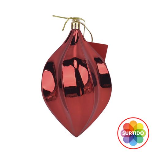 Esfera Holiday Time champagne roja con textura Navidad - 120 mm