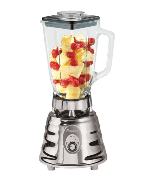 Licuadora Oster 0465-015, 2 Velocidades, Diseño Cromado vaso de vidrio refractario , Potencia 600w