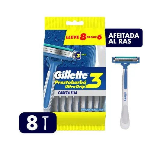 Máquina Afeitar Desechable Prestobarba Ultragrip3 - 8 Uds