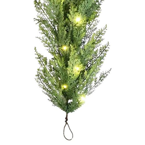 Guirnalda Holiday Time de ciprés con luz LED blanca cálida para Navidad - 183 cm