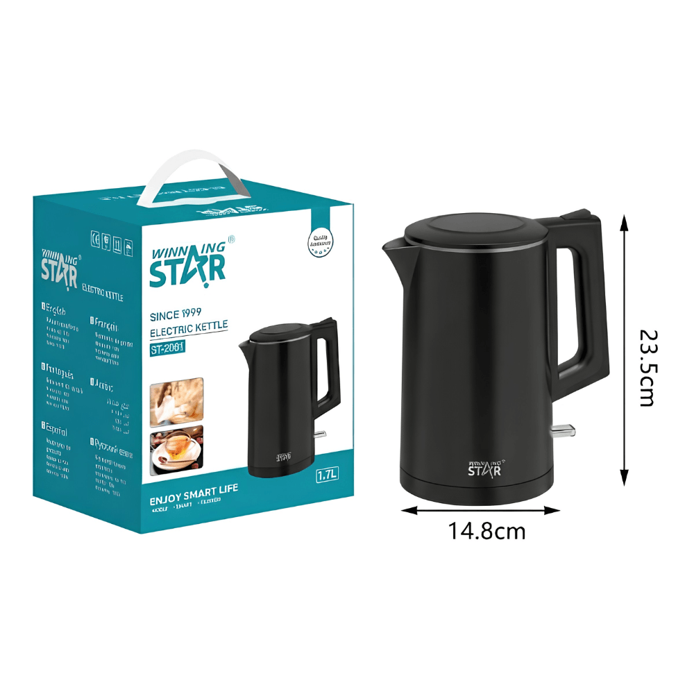 Hervidor Electrico Winning Star ST-2061 1000W 1.7L Negro