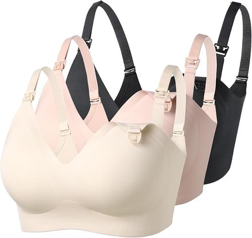 Sujetador de lactancia YN21 Momcozy paquete de 3 negro beige crema talla M