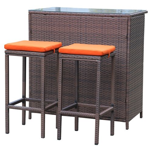Set De Bar Mainstays De Rattan Color Terracota