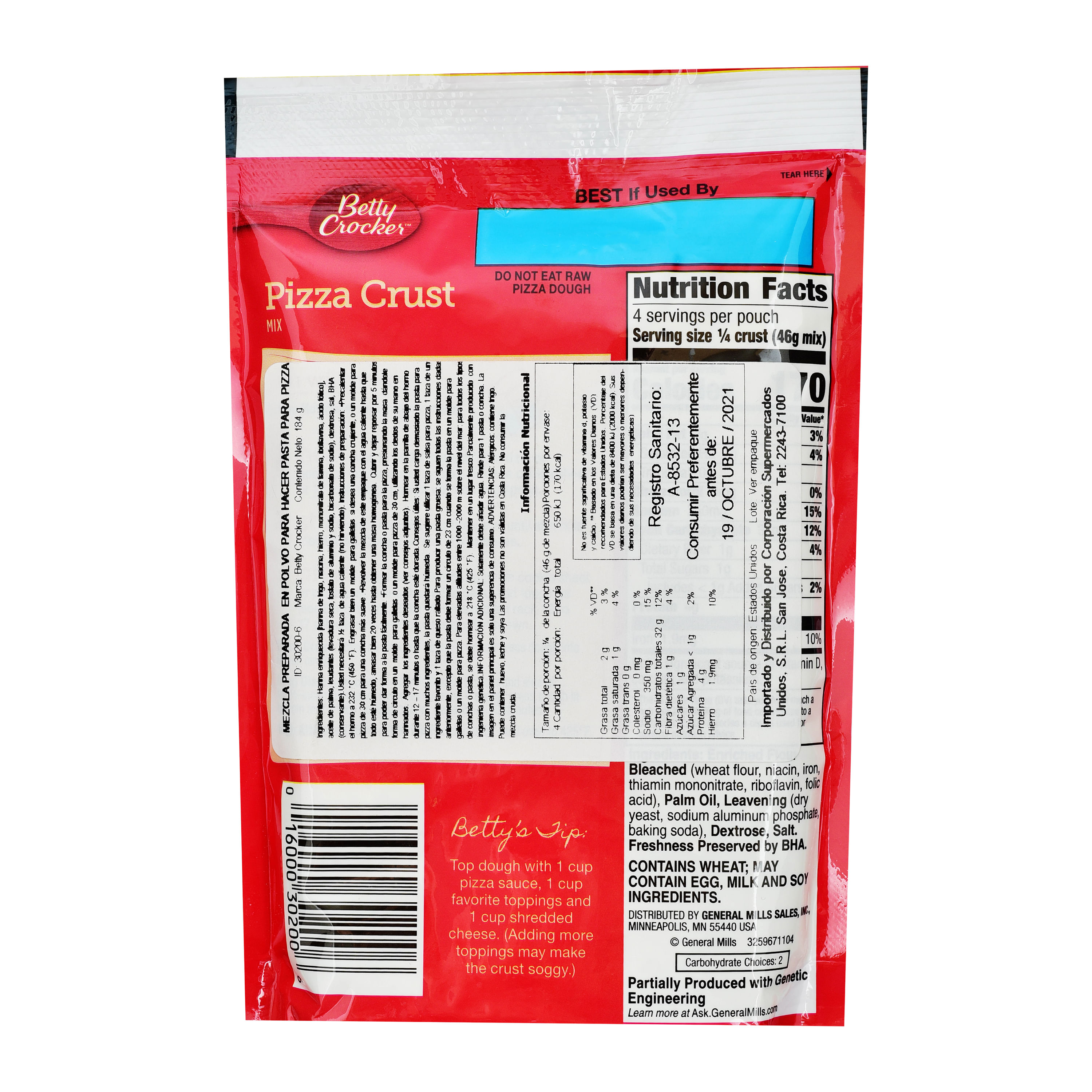 Comprar Mezcla Betty Crocker Pizza Crust - 184gr | Walmart Costa Rica