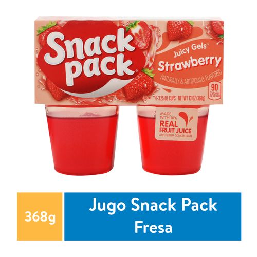 Gelatina Snack Pack fresa libre de gluten 4 pack - 368 g