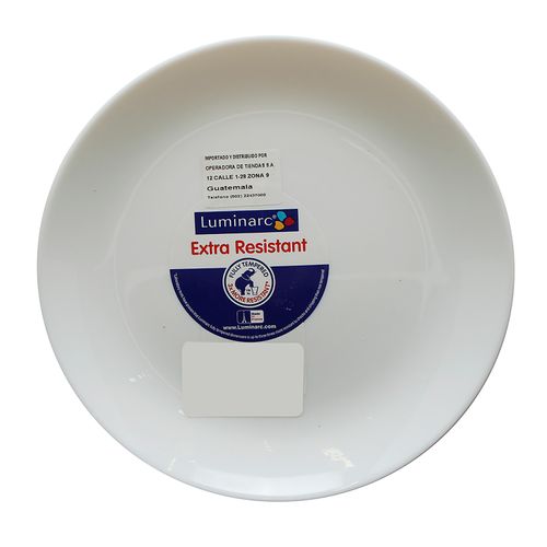 Plato Llano Caribe Blanco Vidrio Opal