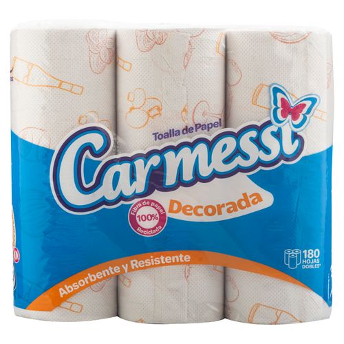 Toalla Carmessi Impresa 60 Doble Hoja - 3 Rollos
