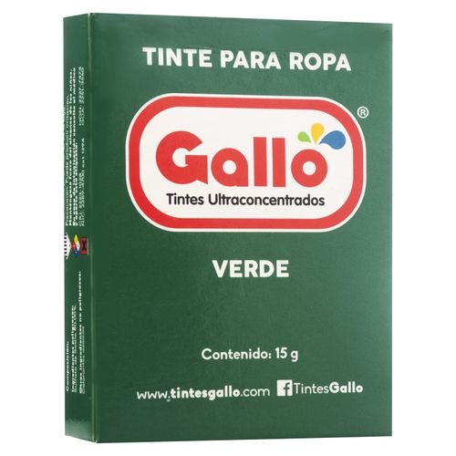 Tinte Gallo Para Ropa Color Verde 15 Gr
