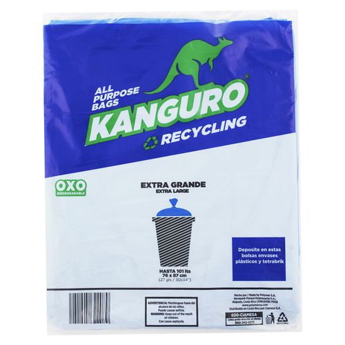 Bolsa Kanguro Extra Grande Azul Reciclyng - 9 Unidades