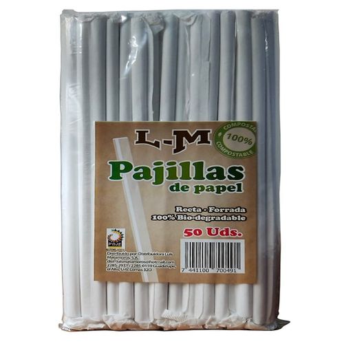 Pajillas De Papel L-M Biodegradable - 50 Unidades