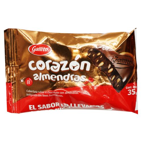 Chocolate Corazon Almendra 35 Gr Gallito