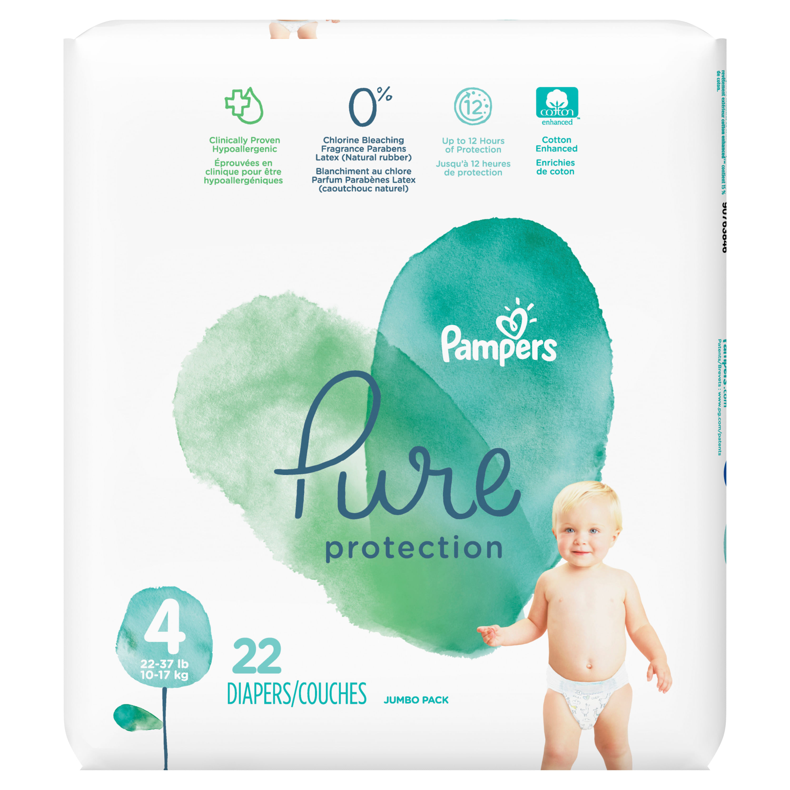 Pañales Pampers Pure Protection Talla 4, 22 Unidades