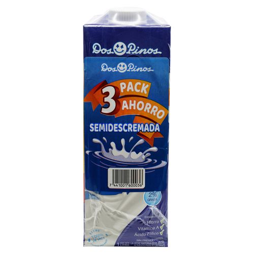 Dos Pinos 3 Pack Semidescremada Litro