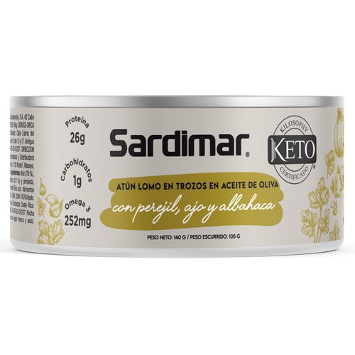 Atún Sardimar  con ajo perejil y albahaca keto - 140 g